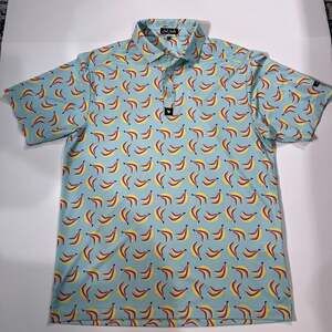 Bad Birdie Chimpin' Ain't Easy Banana Print Golf Polo Large